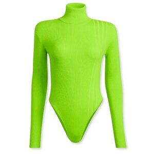 adidas x IVY PARK Turtleneck Rib Knit Bodysuit Solar Green sz L Brat green